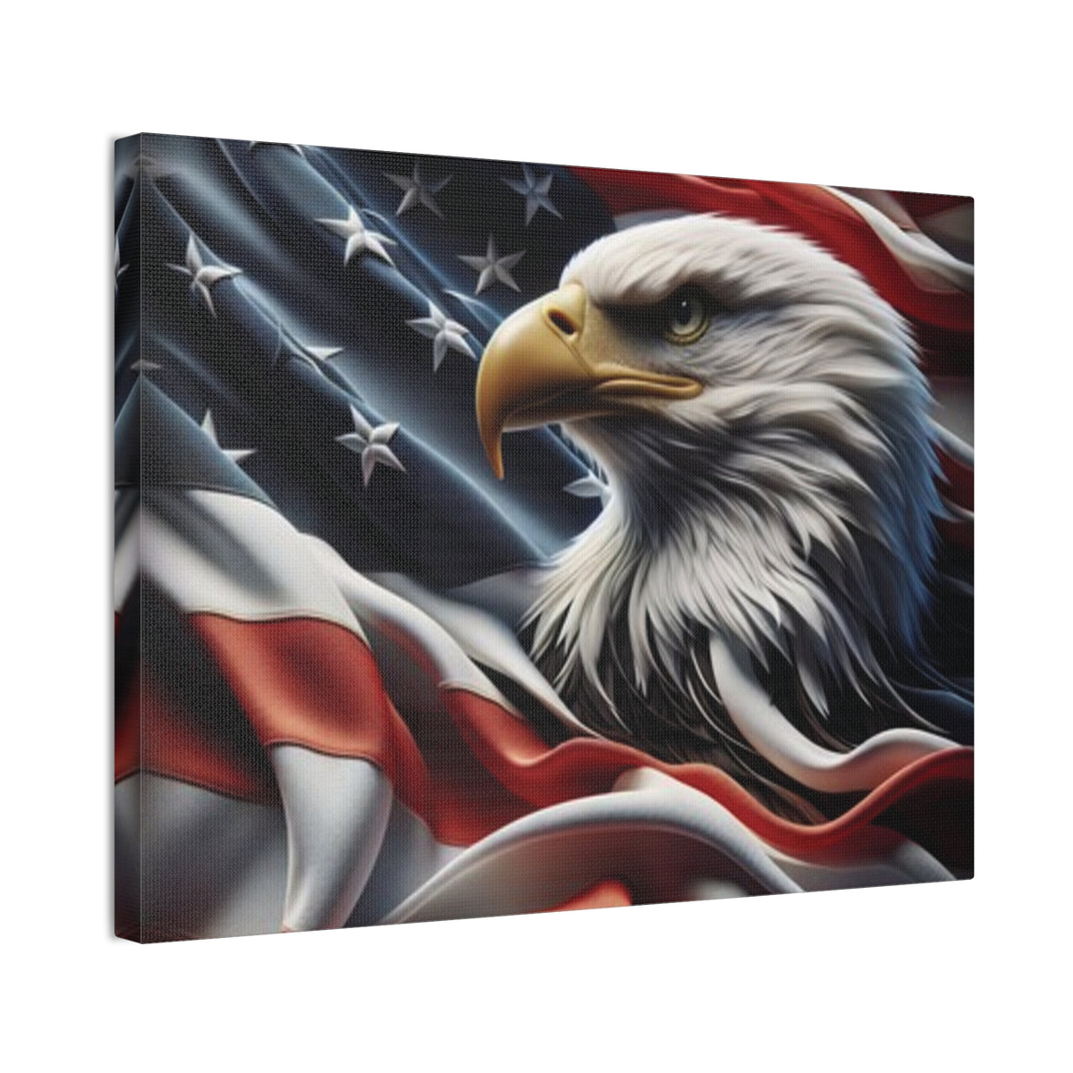 Patriotic Eagle Canvas Wall Art - American Flag Background - USA Decor