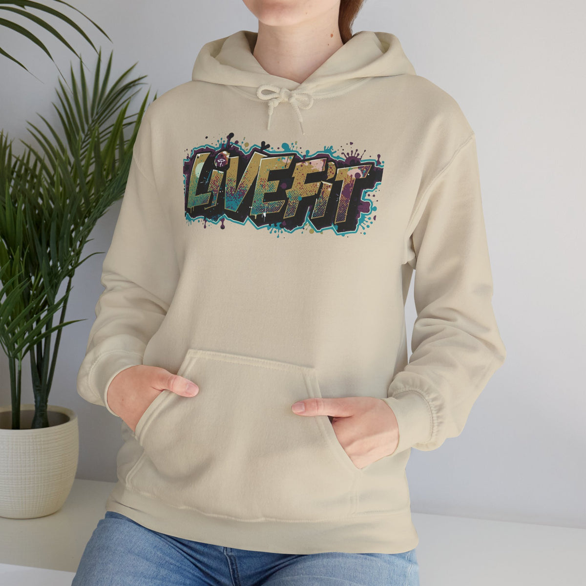 LIVE FIT Hoodie - Unisex Heavy Blend Sweatshirt - Fitness Gym Wear - Workout Apparel - S-5XL