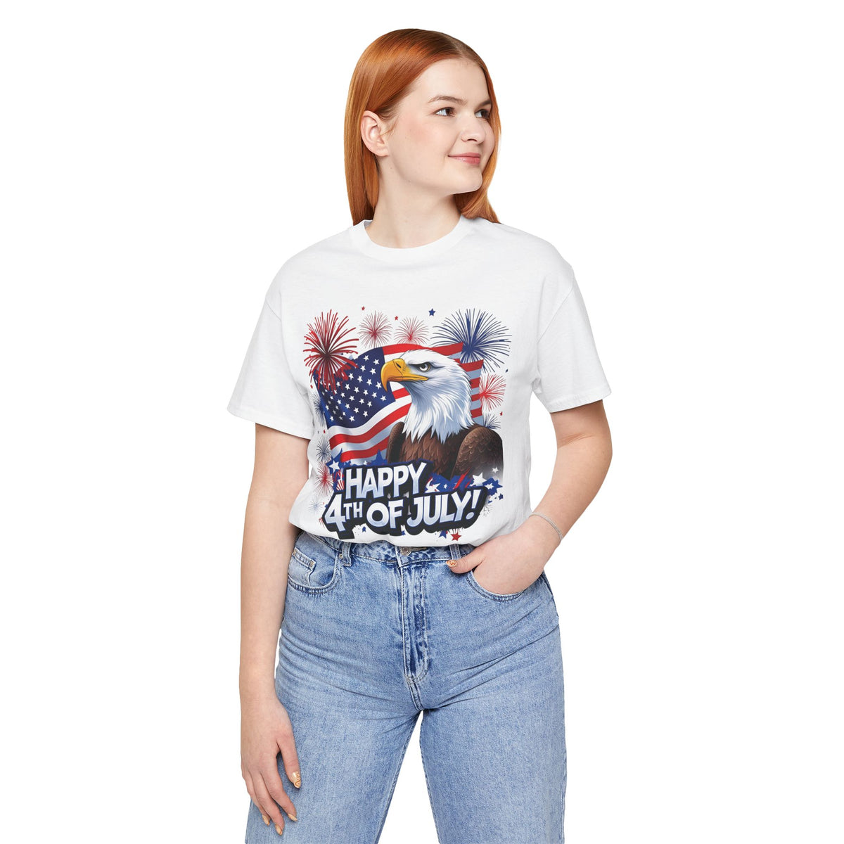 Happy 4th of July Graphic T-Shirt - Patriotic Bald Eagle - American Flag Tee - XS-4XL