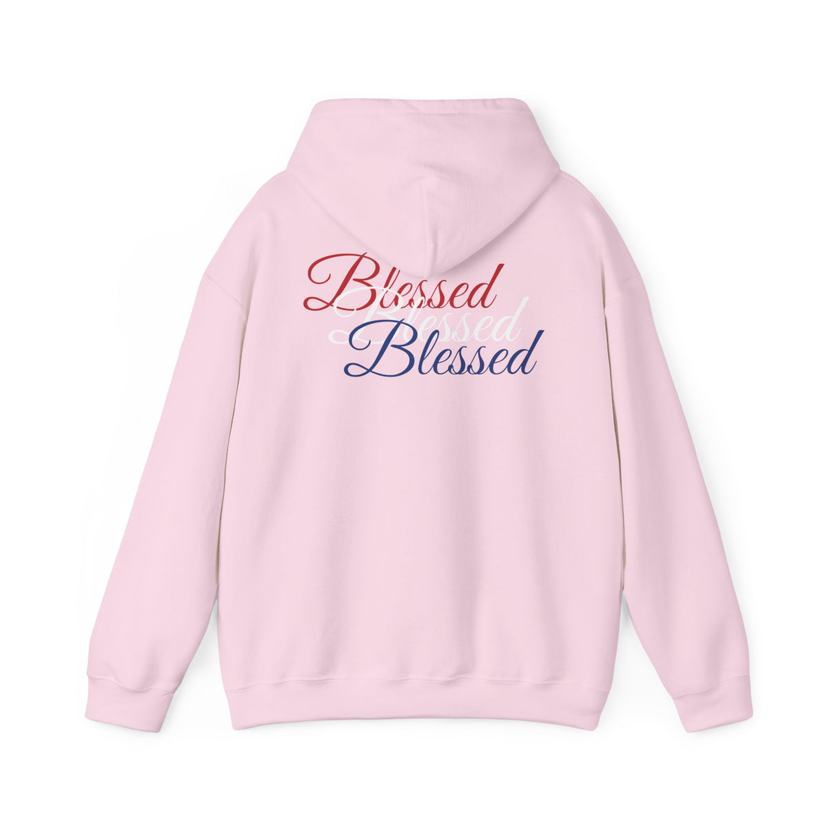 Blessed Hoodie - Patriotic Red White Blue - Unisex Pullover - Front & Back Print - S-5XL