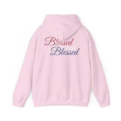 Blessed Hoodie - Patriotic Red White Blue - Unisex Pullover - Front & Back Print - S-5XL