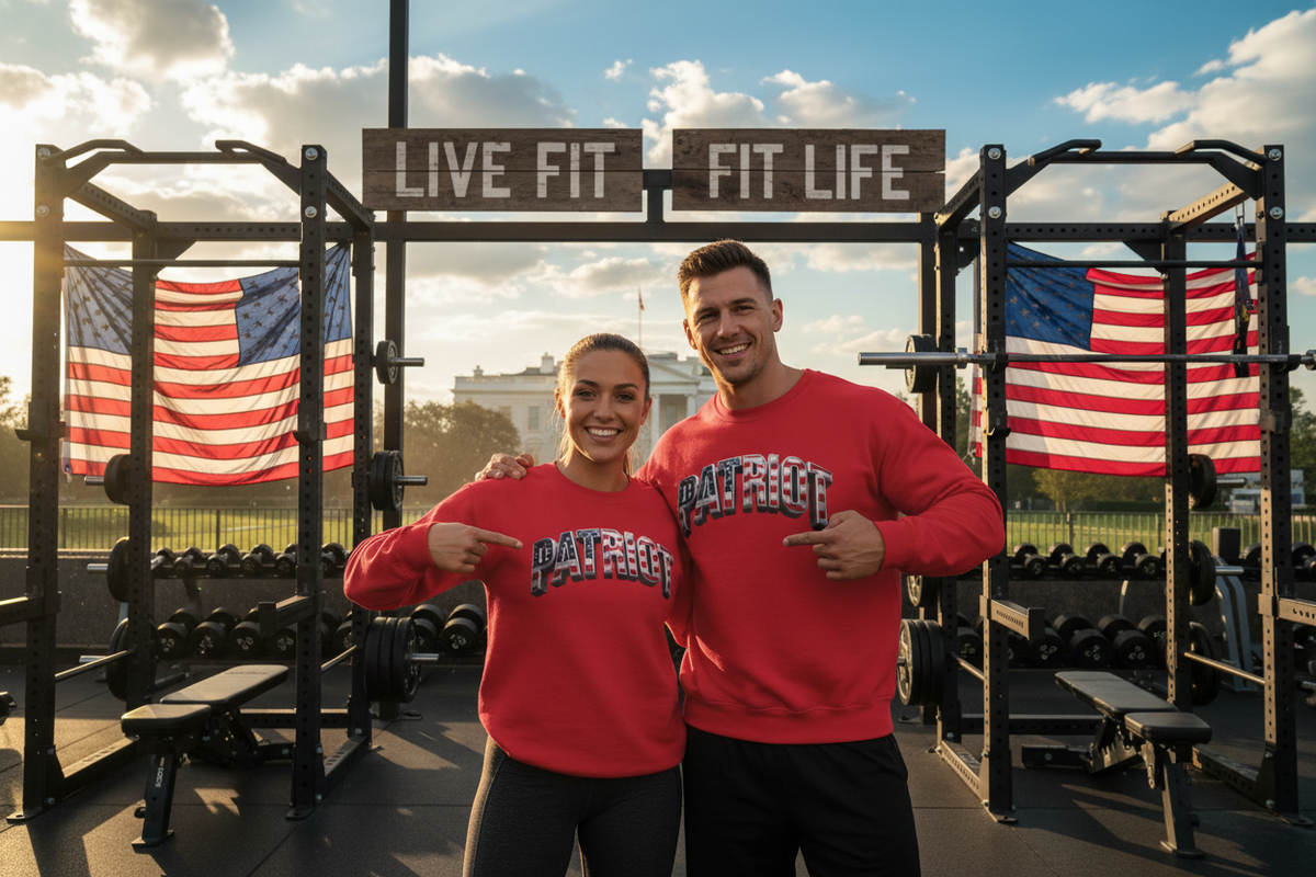 Patriot Fit Life Crewneck Sweatshirt - Arched American Flag 'PATRIOT' Graphic | Unisex S-4XL