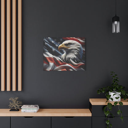 Patriotic Eagle Canvas Wall Art - American Flag Decor - Red White Blue - Gallery Wrapped - 27 Sizes - Veteran Gift