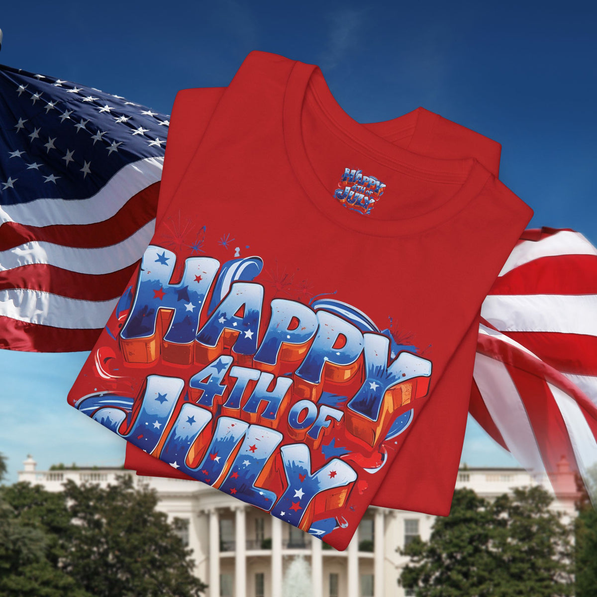 Happy 4th of July T-Shirt - Independence Day Bald Eagle - American Flag Graphic Tee