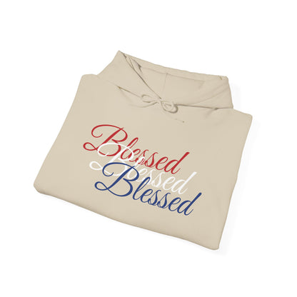 Blessed Hoodie - Patriotic Red White Blue - Unisex Pullover - Front & Back Print - S-5XL
