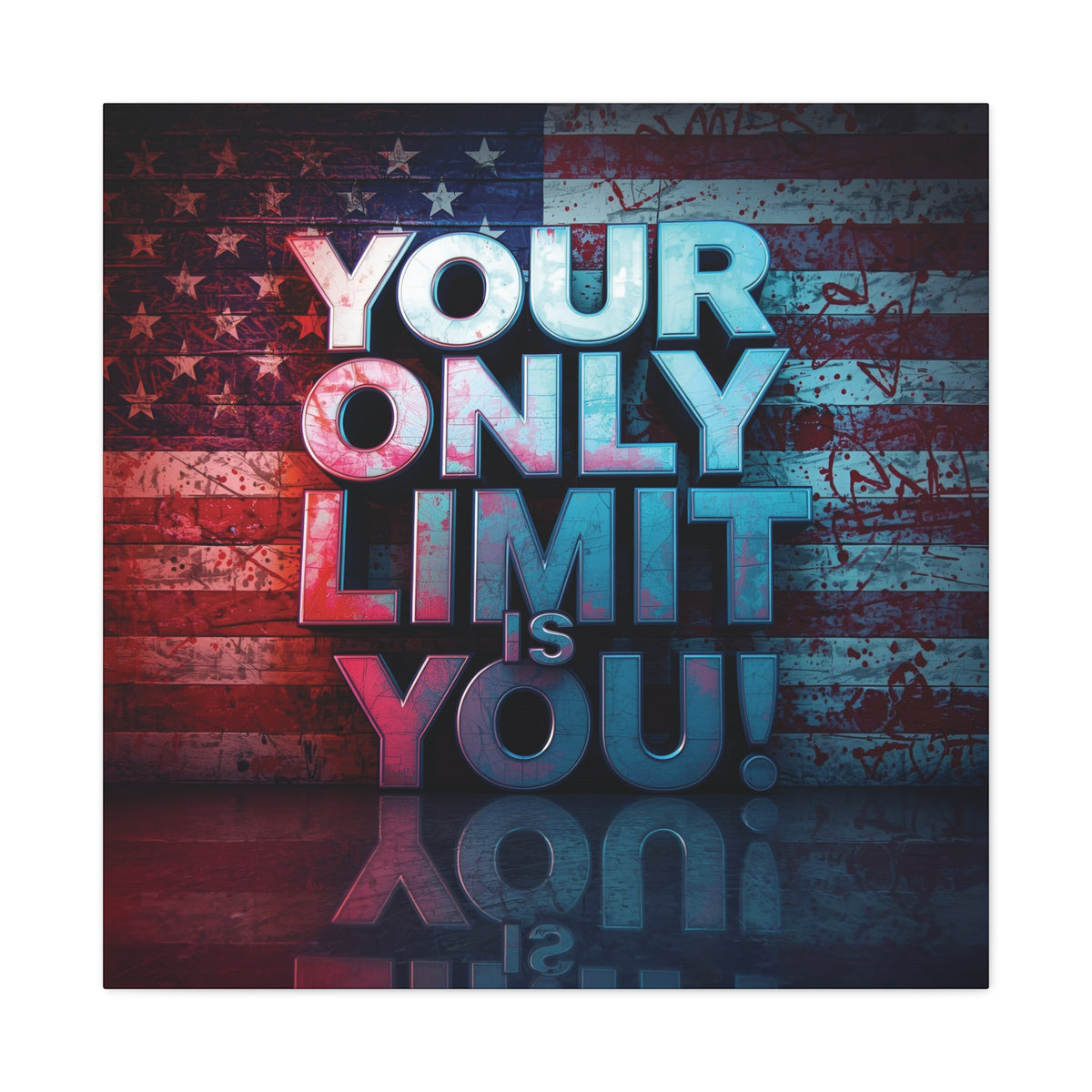 Your Only Limit Is You Canvas Wall Art - Motivational Vintage Flag Decor