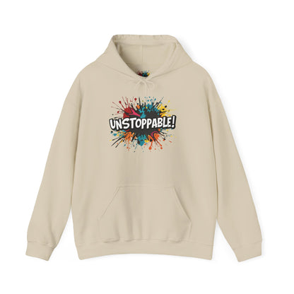 Unstoppable! Paint Splash Hoodie - Motivational Graphic Sweatshirt - Unisex Pullover - S-5XL