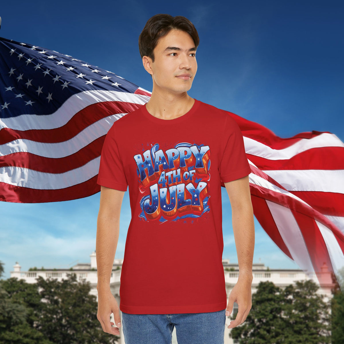 Happy 4th of July T-Shirt - Independence Day Bald Eagle - American Flag Graphic Tee