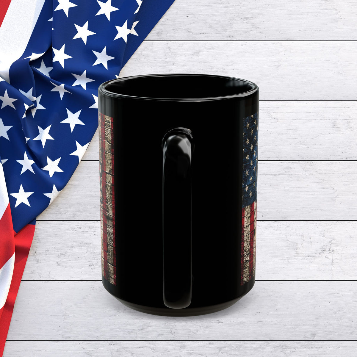 LIVE FIT Vintage American Flag Mug - Patriotic Fitness Motivation - 11oz/15oz