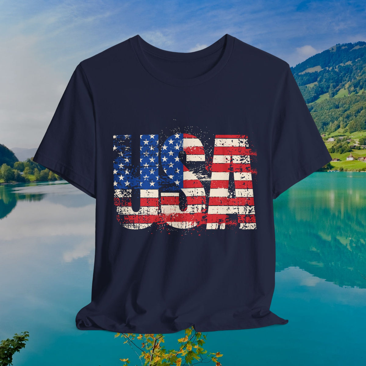 USA Red White Blue - American Flag T-Shirt - Patriotic Unisex Tee - S-3XL