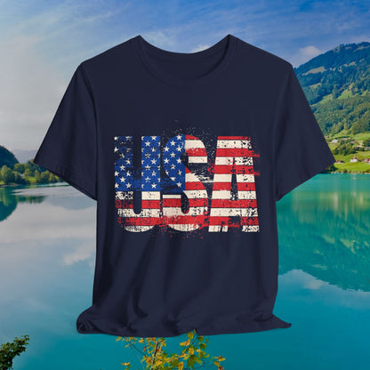 USA Red White Blue - American Flag T-Shirt - Patriotic Unisex Tee - S-3XL