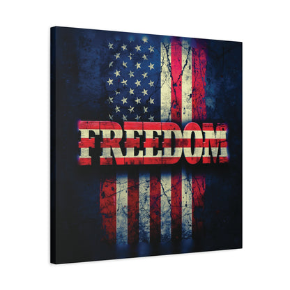 Freedom Canvas Wall Art - Patriotic Vintage American Flag - Gallery Wrapped - Red White Blue - 35 Sizes Available