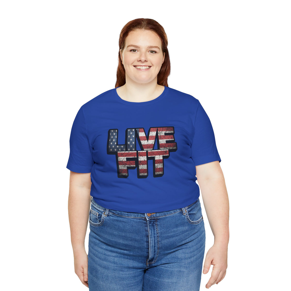 LIVE FIT Patriotic T-Shirt - American Flag Red White Blue - Unisex Fitness Tee