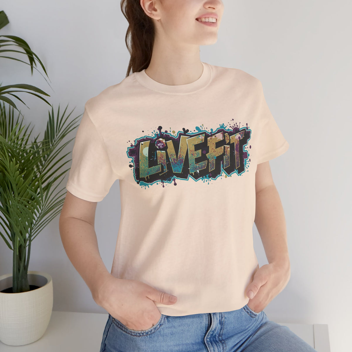 LIVE FIT Graphic Fitness Tee - Motivational Workout T-Shirt - Unisex XS-4XL