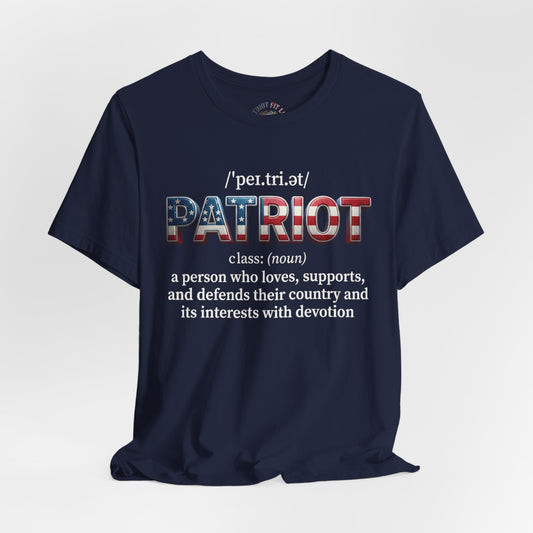 Patriot Definition Tee — American Flag Text Patriotic T‑Shirt - Patriot Fit Life