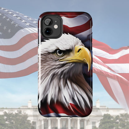 Patriotic - Bald Eagle - Phone Case - Tough Phone Case - American Flag Design - Gift for Veterans - National Holidays - Outdoor Adventures - Eagle Lover