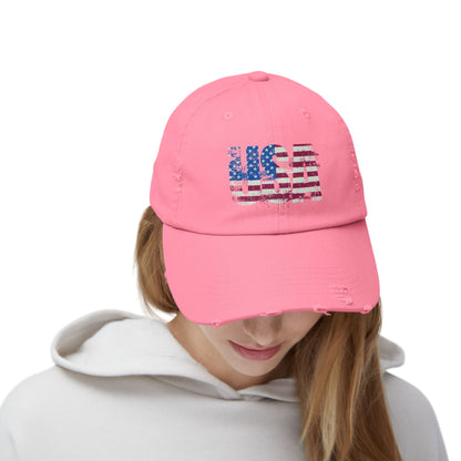 USA Distressed Flag Cap - Unisex Cotton Twill Hat - Patriotic Headwear