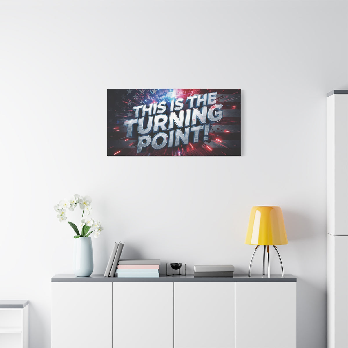 This Is The Turning Point! Canvas Wall Art - Patriotic American Flag - Red White Blue - Motivational Decor - 32 Sizes