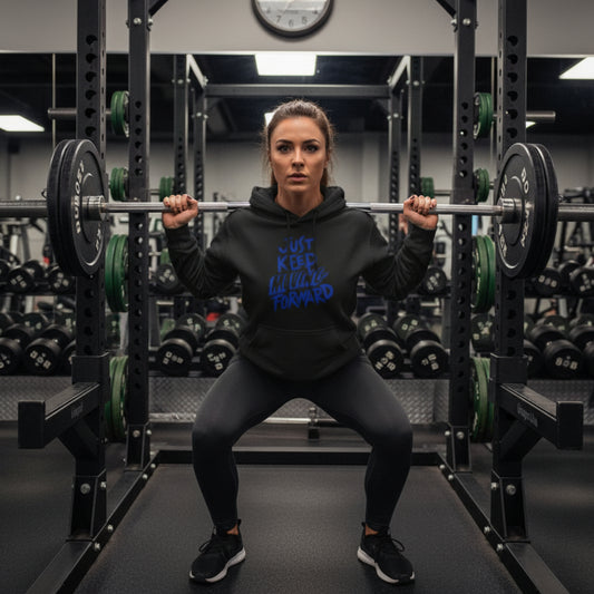 Just Keep Moving Forward - Three-Panel Fleece Hoodie - Motivational Sweatshirt - Unisex Workout Jacket - S-3XL
