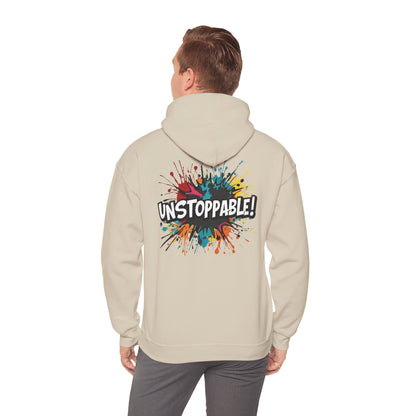 Unstoppable! Paint Splash Hoodie - Motivational Graphic Sweatshirt - Unisex Pullover - S-5XL