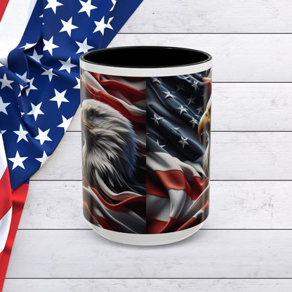 Patriotic Eagle Mug - Vintage American Flag Design - 11oz/15oz