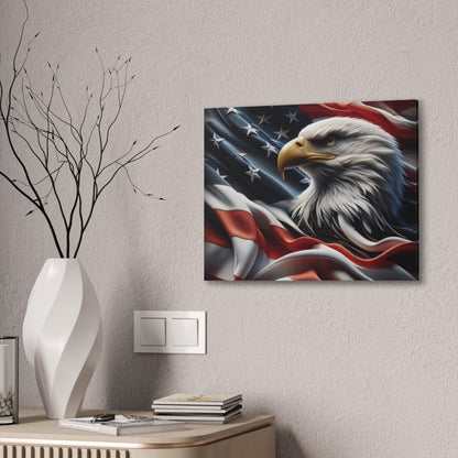 Patriotic Eagle Canvas Wall Art - American Flag Background - USA Decor