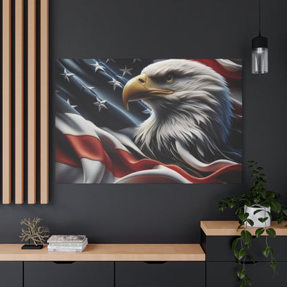 Patriotic Eagle Canvas Wall Art - American Flag Decor - Red White Blue - Gallery Wrapped - 27 Sizes - Veteran Gift