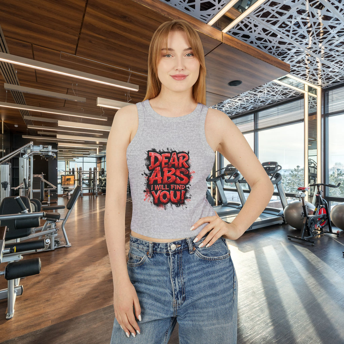 Dear Abs I Will Find You! - Racer Tank Top - Fit & Fun - Women's Crop Top - Fitness - Sizes - XS - 2XL