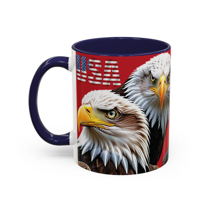 Patriotic Bald Eagle Accent Mug - Red White & Blue - 11oz/15oz - 4 Colors