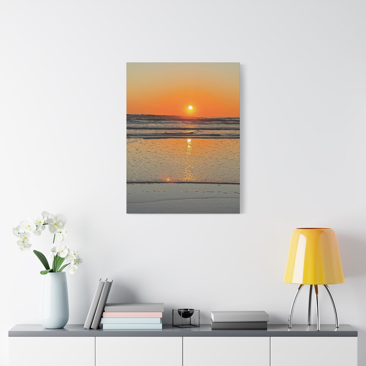 Sunset Beach Canvas Print, Ocean Decor, Wall Art, Home Decor, Coastal Artwork for Living Room