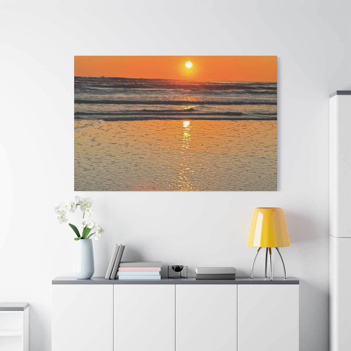 Sunset Beach Canvas Print, Ocean Decor, Wall Art, Home Decor, Coastal Artwork for Living Room