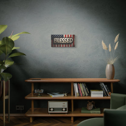 Blessed Vintage American Flag Canvas Wall Art - Patriotic Home Decor