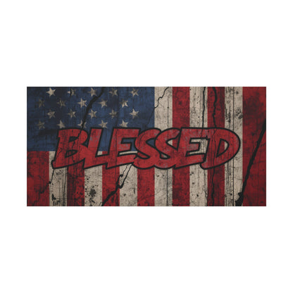 Blessed Canvas Wall Art - Vintage American Flag - Gallery Wrapped - Patriotic Americana Decor - Rustic Flag Art - 35 Sizes