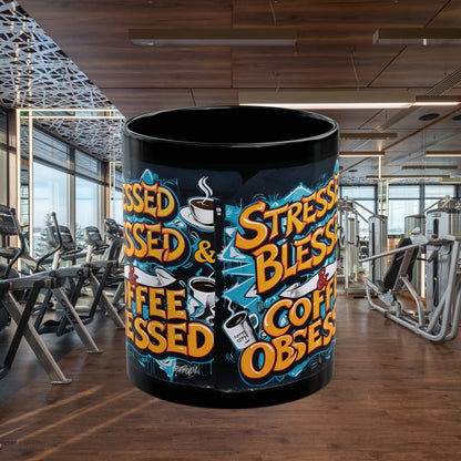 Stressed Blessed & Coffee Obsessed Travel Mug - Insulated - 11oz