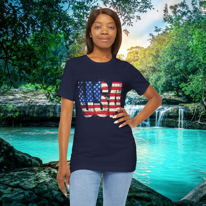 USA Red White Blue - American Flag T-Shirt - Patriotic Unisex Tee - S-3XL