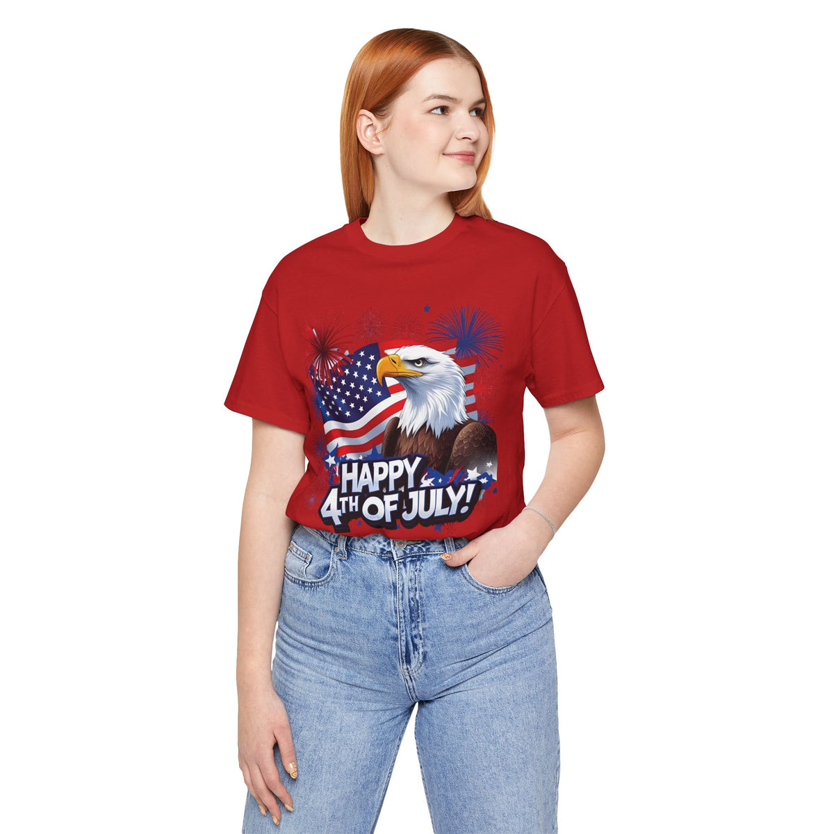 Happy 4th of July Graphic T-Shirt - Patriotic Bald Eagle - American Flag Tee - XS-4XL