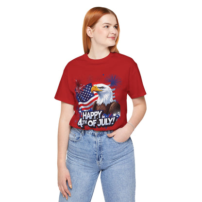 Happy 4th of July Graphic T-Shirt - Patriotic Bald Eagle - American Flag Tee - XS-4XL
