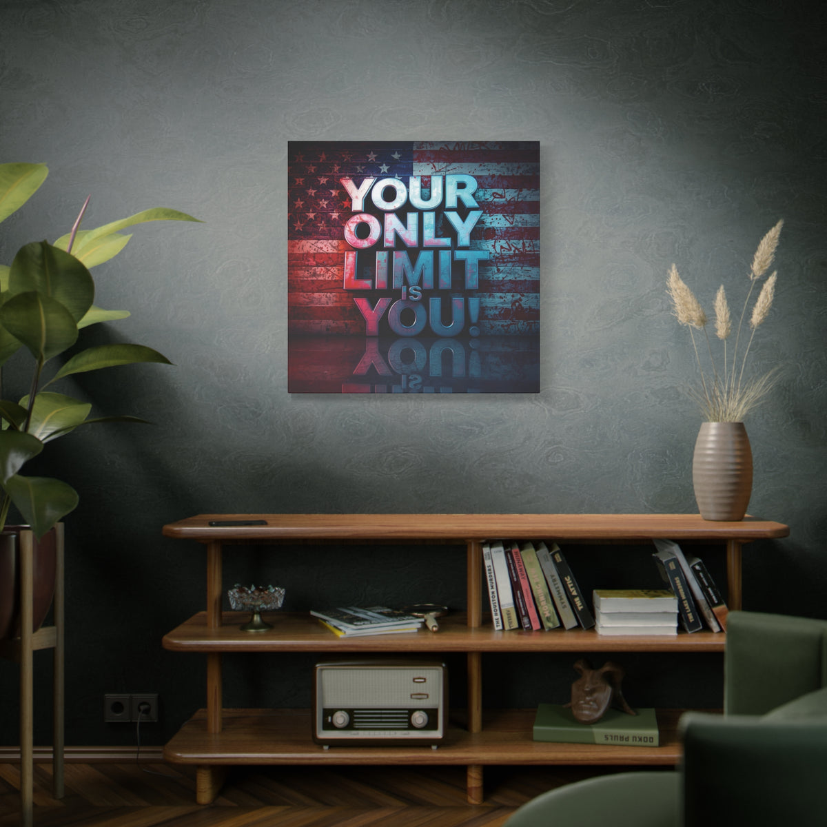 Your Only Limit Is You Canvas Wall Art - Motivational Vintage Flag Decor