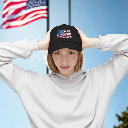 USA Distressed Flag Cap - Unisex Cotton Twill Hat - Patriotic Headwear