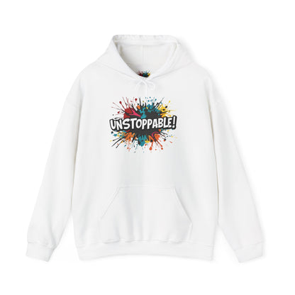 Unstoppable! Paint Splash Hoodie - Motivational Graphic Sweatshirt - Unisex Pullover - S-5XL