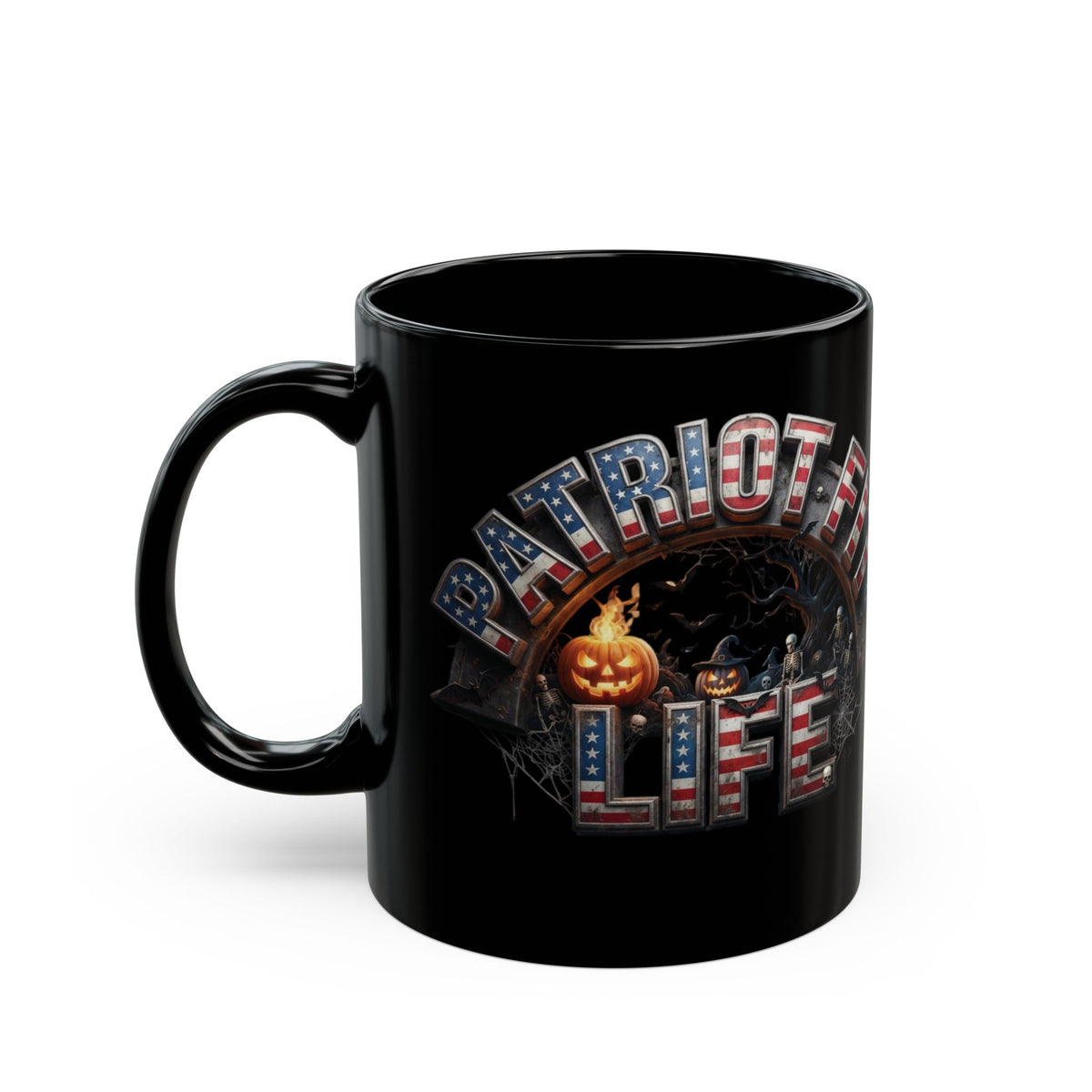 Patriot Fit Life Halloween Mug - Haunted Graveyard Flag Design | 11oz & 15oz