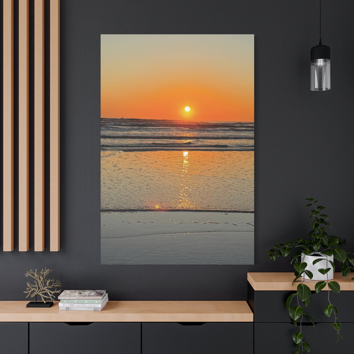 Sunset Beach Canvas Print, Ocean Decor, Wall Art, Home Decor, Coastal Artwork for Living Room