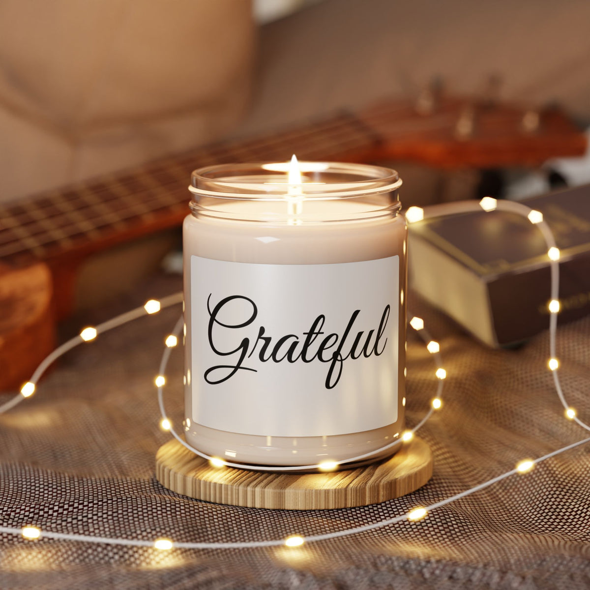 Grateful Print Scented Soy Candle - 9oz - Relaxing Home Decor - Holiday Gift - Cozy Atmosphere - Multiple Scents