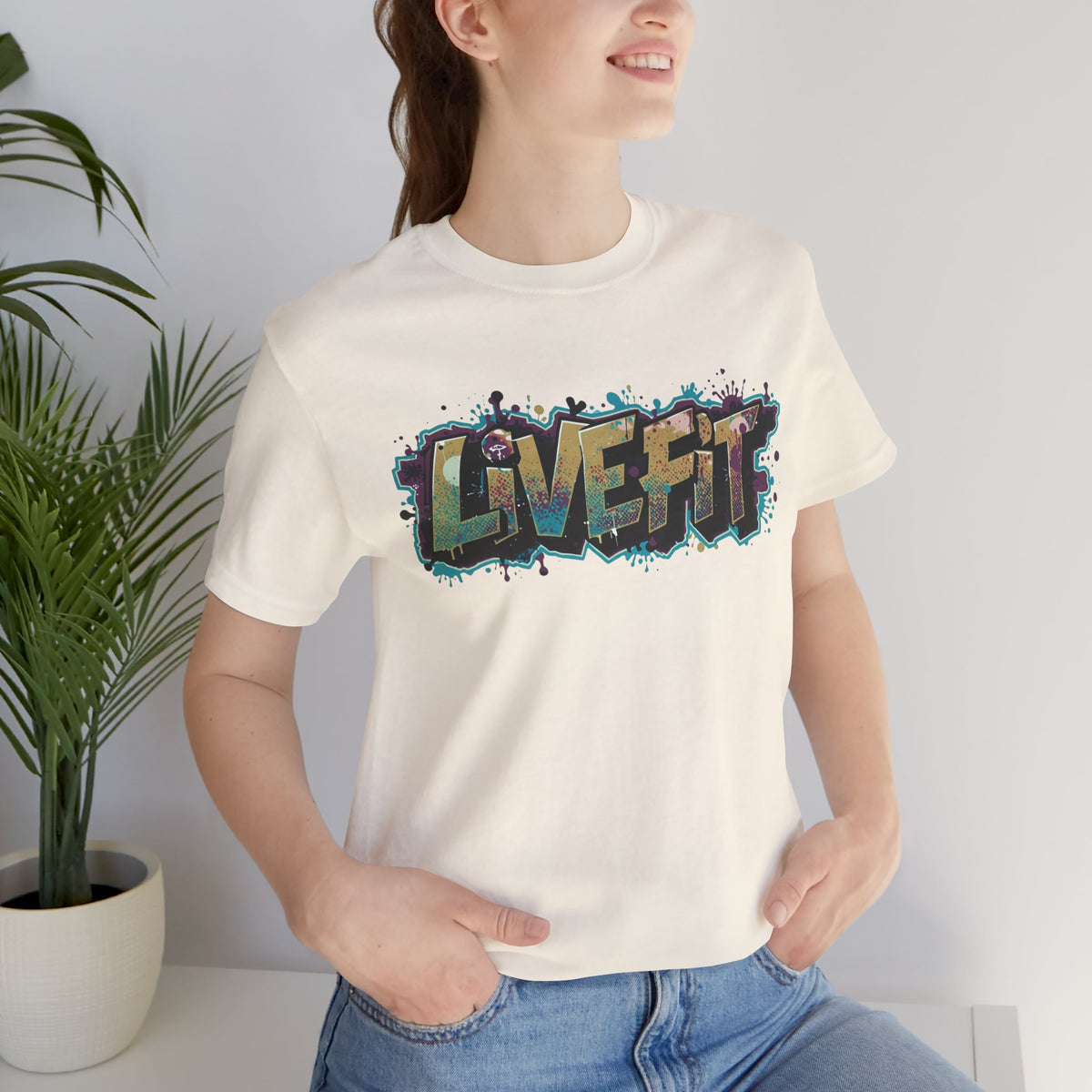 LIVE FIT Graphic Fitness Tee - Motivational Workout T-Shirt - Unisex XS-4XL