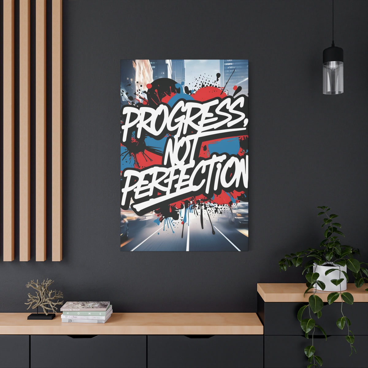 Progress Not Perfection Canvas Wall Art - Motivational Home Decor