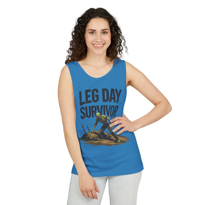 Leg Day Survivor! - Garment-Dyed Tank Top - Funny Gym Tank - Unisex Fitness Apparel - XS-3XL