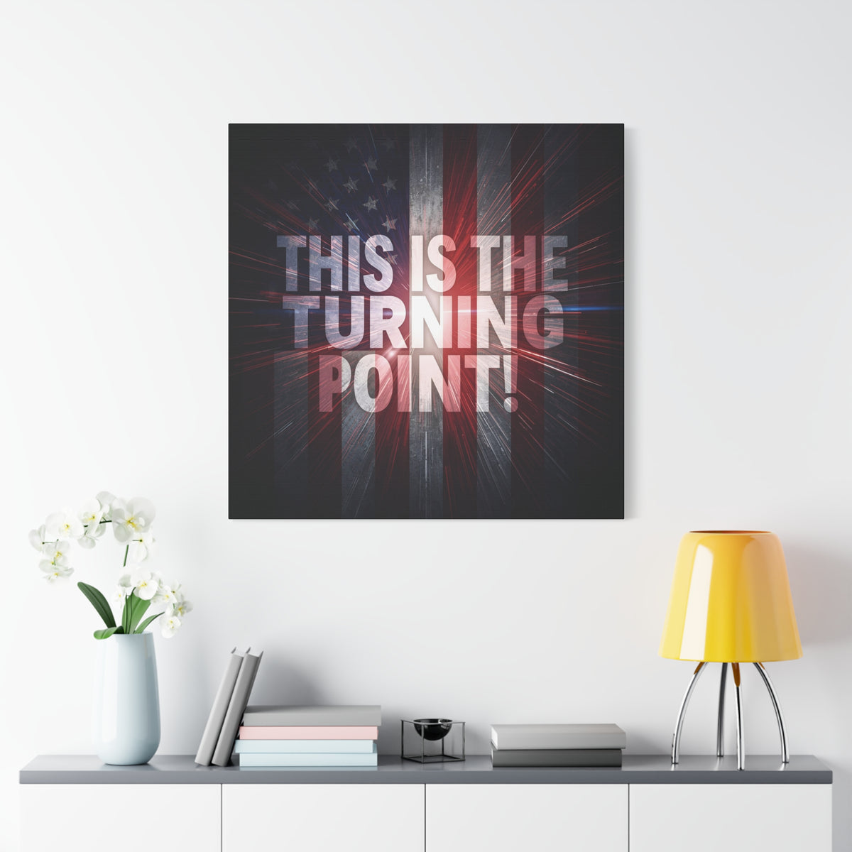 This Is The Turning Point! Canvas Wall Art - Patriotic American Flag - Red White Blue - Motivational Decor - 36 Sizes