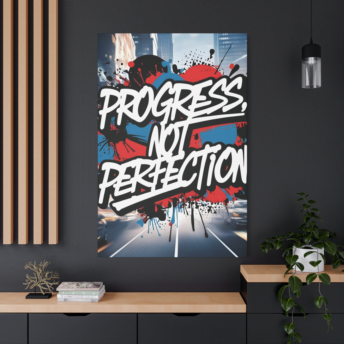 Progress Not Perfection Canvas Wall Art - Motivational Home Decor