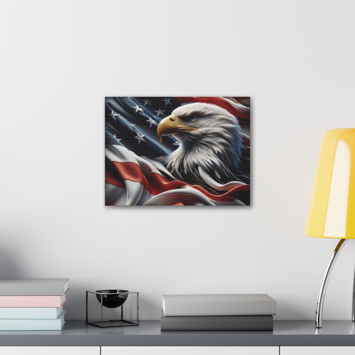 Patriotic Eagle Canvas Wall Art - American Flag Background - USA Decor