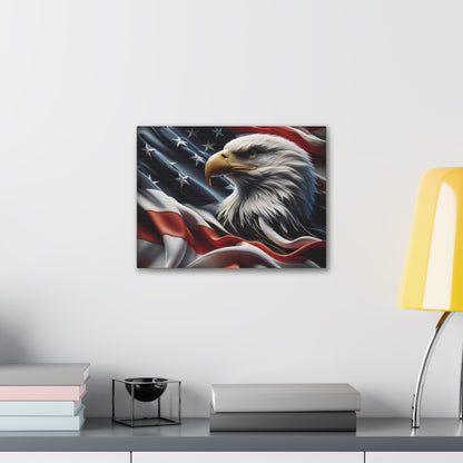 Patriotic Eagle Canvas Wall Art - American Flag Background - USA Decor